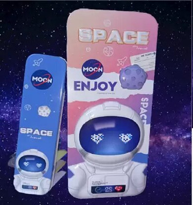 MYFAME Space Pencil Box With Small Pencil Box Space Art Metal Pencil Boxes(Set of 2, Blue)