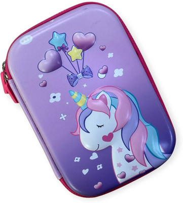 CRAFTY CUDDLE 3D EVA Unicorn Pencil Box Unicorn Pencil Pouch Art EVA Pencil Box(Set of 1, Purple)
