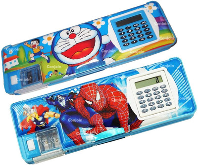 PKM 2 Calculator Geometry Box NA Art Plastic Pencil Boxes(Set of 2, Multicolor)