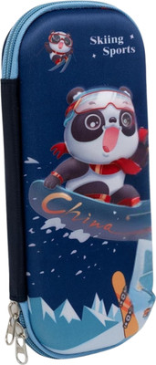 ALCANTARA Skiing Sport Nature Art Canvas Pencil Box(Set of 1, Blue)