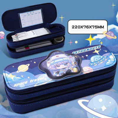 Akvanar Space Design Large Capacity Stationery Box Pencil Case Multi-Purpose Zipper 1 Art Artificial Leather Pencil Box(Set of 1, Multicolor)