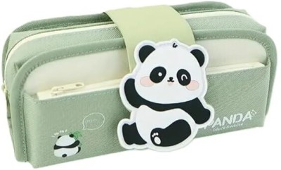 CRAFTY GURU PANDA BLACK AND WHITE Panda Art Polyester Pencil Box(Set of 1, Green)