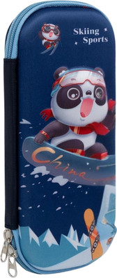 ALCANTARA Skiing Sport Nature Art Canvas Pencil Box(Set of 1, Blue)