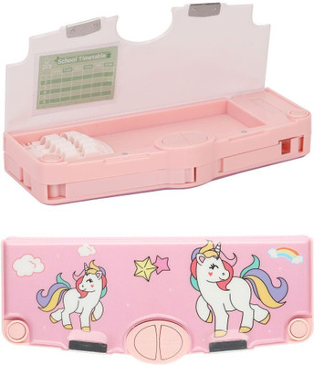 TOYOSTATE Premium Pencil Box For Girl Birthday Gift Geometry Pencil Box For Girl Kid Unicorn Pencil Pouch For Girl Art Plastic Pencil Box(Set of 1, Pink)