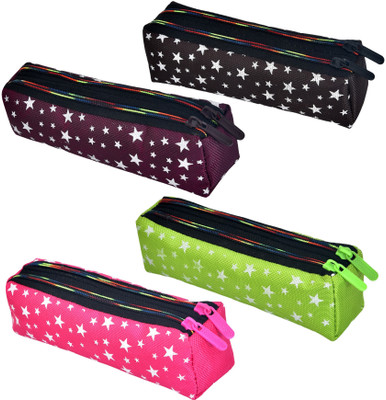 KUBER INDUSTRIES Pencil Boxes Pencil Box Art Canvas Pencil Boxes(Set of 4, Multicolor)