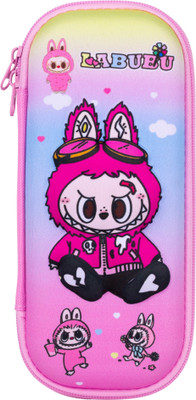 Kihika 3D Labubu, Large Capacity Pencil Case Stationery Box, Cosmetic Zip Pouch Bag EVA Large Capacity Pencil Box for Girls & Boys,Compartments Pen & Pencil Pouches Art EVA Pencil Box(Set of 1, Pink)