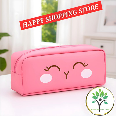 HAPPY SHOPPING STORE Cartoon Multifunctional Pencil Case,Large Capacity Stationery Bag For Students Pencil Pouch Art Artificial Leather Pencil Box(Set of 1, Pink)