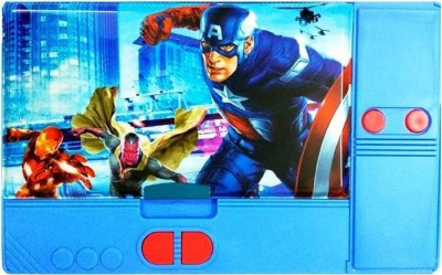 A Quints Multipurpose Big Size Jumbo Avenger Magnetic Dual Side Art Plastic Pencil Box Attractive Art Plastic Pencil Box(Set of 1, Blue)