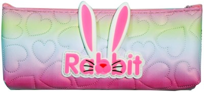 Paper Bear Rabbit Rabbit Art Polyester Pencil Box(Set of 1, Multicolor)