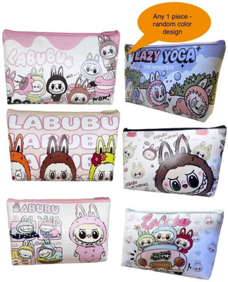 Hanu LABUBU THEME STATIONARY MULTIPURPOSE UTILITY POUCH SINGLE ZIPPER PREMIUM QUALITY LABUBU CHARACTER THEME Art EVA Pencil Box(Set of 1, Multicolor)