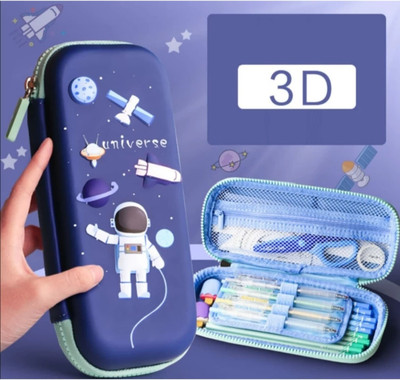 Veryke Canvas Space Art Canvas Pencil Box Geometry Box(Blue)