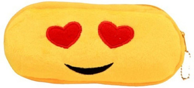 kidschoice 1 HEART Emoji Art Canvas Pencil Box(Set of 1, Yellow)
