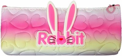 AuM Multipurpose Pouch for kids Rabbit Theme Art Canvas Pencil Box(Set of 1, Pink)