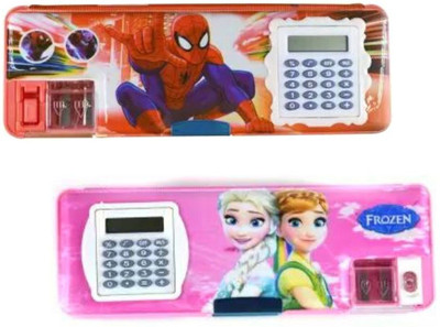 Sloies Random Design. Geometry Box (Multicolor) Multipule character Art Plastic Pencil Boxes(Set of 2, Multicolor)