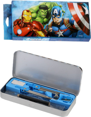 Mannat Character Printed Mathematical Drawing Instrument Geometry Box for students 10 Pieces(Pack of 1,Avenger) Art Metal Pencil Box(Set of 1, Multicolor)