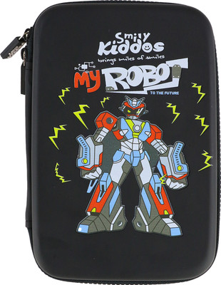 smily kiddos Single compartment Robot Theme Art EVA Pencil Box(Set of 1, Black)