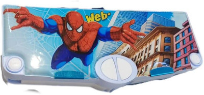 Royal krafts Multifunctional magnetic button operated Avengers Art Plastic Pencil Box(Set of 1, Light Blue)