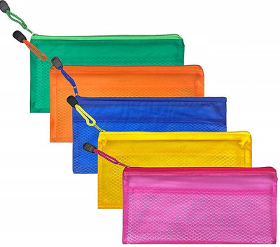 Yoana Transparent Plain Art Polyester Pencil Boxes(Set of 5, Multicolor)