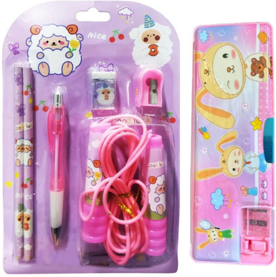 Teakwood Bunny Bunny Art Plastic Pencil Box(Set of 1, Pink)