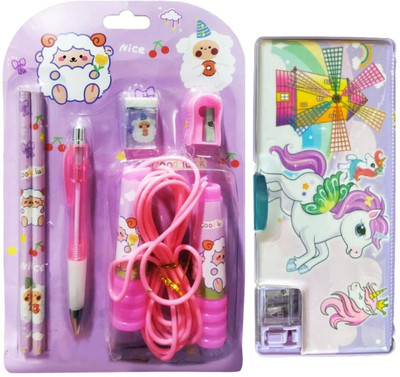 Teakwood Unicorn Unicorn Art Plastic Pencil Box(Set of 1, Pink)