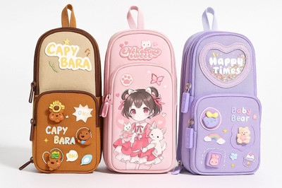 Chiisen RANDOM DESIGN Pack OF 1 Happy Times Art Polyester Pencil Box(Set of 1, Multicolor)