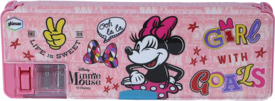 Gluman Magnetic Disney Minnie Art Plastic Pencil Box(Set of 1, Pink)