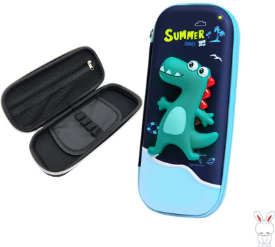 Arizuul Summer Dinosaur Pencil Case with Compartments for All School Supplies Dinosaur, Summer Themed Art EVA Pencil Box(Set of 1, Multicolor)