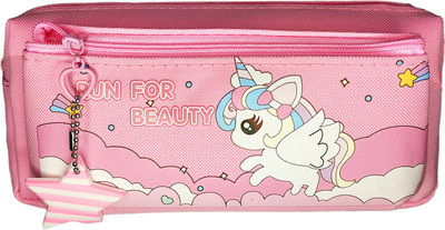 poksi Unicorn Unicorn Pencil pouch with additional space to keep Pens, cards Art Polyester Pencil Box(Set of 1, Pink)