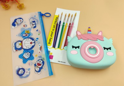 Paper Bear Unicorn Car, Unicorn Art Plastic Pencil Box(Set of 1, Multicolor)