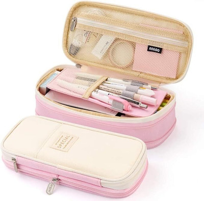 KVVTRADES Pencil Case Pouch PAUCH Art Canvas Pencil Box(Set of 1, Pink)