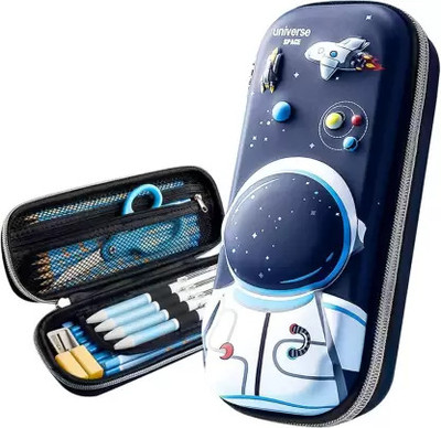 JOY MAKER Space & Astronaut Theme Space & Astronaut Art Plastic Pencil Box(Set of 1, Blue)