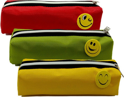 Zz Trader Emoji Combo Pencil Pouch Emoji Art Polyester Pencil Boxes(Set of 3, Multicolor)