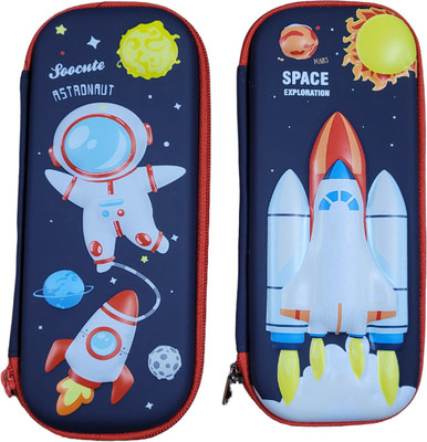 Vadhavan (1 Pcs) Random Color Rocket Theme Pencil case (Rocket) Theme Art Canvas Pencil Box(Set of 1, Multicolor)