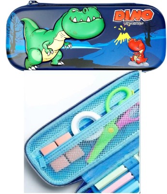 Uni Walk Durable 3D Waterproof For Boy's and Girl's Dianosaur Art EVA Pencil Box(Set of 1, Multicolor)