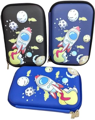Tera13 Space Hardtop For Boys Space Stationery Pouch Art EVA Pencil Box(Set of 1, Blue)