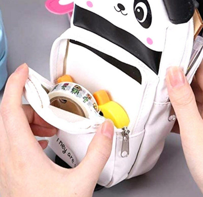 Saputra 3D UP Rabbit Panda Pencil Bag Kids School Panda Shape Pouch Art Plastic Pencil Box(Set of 1, White, Black)