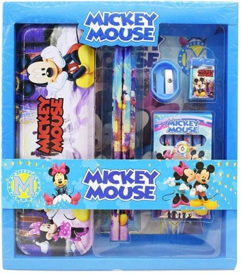 Sarsa Stationery Kit Micky Mouse Theme Art Plastic Pencil Box(Set of 1, Blue)
