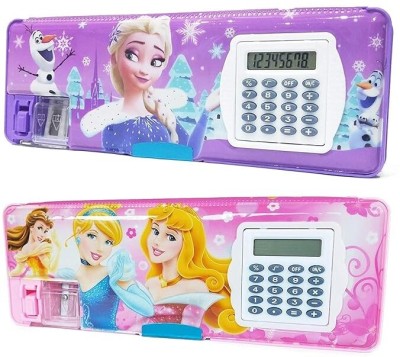 Taufa Villa Frozen Calculator Pencil Box Combo Magnetic Pencil Box For Girls Frozen Art Plastic Pencil Boxes(Set of 2, Multicolor)