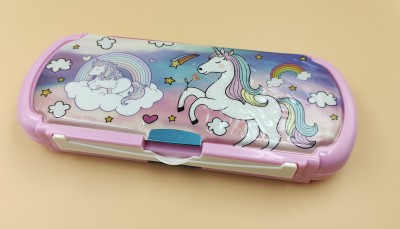 Paper Bear Unicorn Unicorn Art Plastic Pencil Box(Set of 1, Pink)