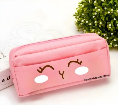 HouseOfCommon Cartoon Multifunctional Pencil Case,Large Capacity Stationery Bag For Students Pencil Pouch Art Artificial Leather Pencil Box(Set of 1, Pink)