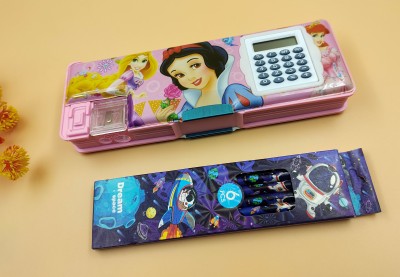 Paper Bear Princess Disney Priness Art Plastic Pencil Box(Set of 1, Pink)