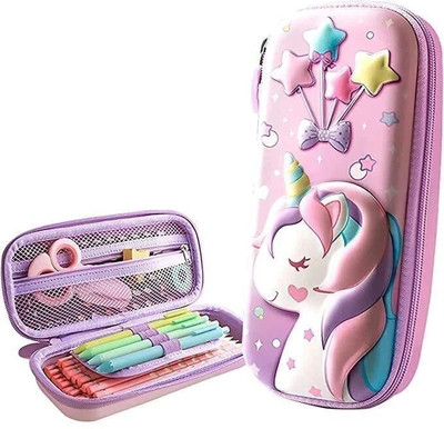 Saputra Unicorn 3D Art EVA Pencil Box(Set of 1, Pink)