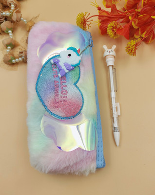 Paper Bear Unicorn Unicorn Art Polyester Pencil Box(Set of 1, Multicolor)