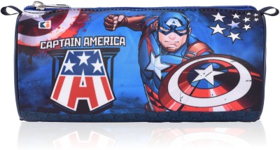 DISNEY Pencil Pouch Captain America Print Art Canvas Pencil Box(Set of 1, Blue)