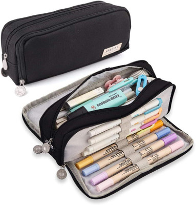 Inovera 1 Simple Art Polyester Pencil Box(Set of 1, Black)