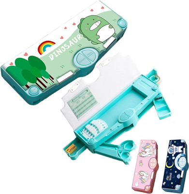 JOY MAKER JOY MAKER 7068 DINO Art Plastic Pencil Box(Set of 1, Multicolor)