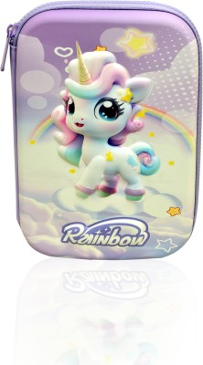 RYAANSHOVERSEAS Unicorn Unicorn Rainbow, Kids Unicorn pencil case Art EVA Pencil Box(Set of 1, Purple)