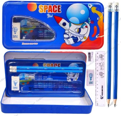 Patly NA Space Art Metal Pencil Box(Set of 1, Blue)