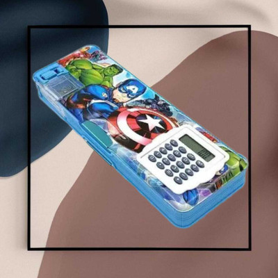 Alpha tech School Compaas Box Two Type Art Plastic Pencil Box(Set of 1, Blue)