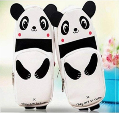 KFIA Double Side Open Pencil Box a pouch box for holding pencils Art Artificial Leather Pencil Boxes(Set of 2, White, Black)
